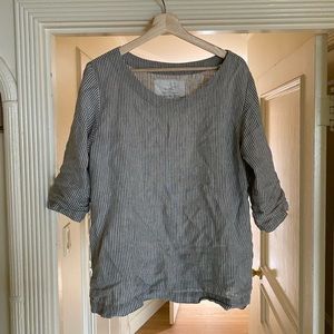 Linen tunic top, NotPerfectLinen, natural stripes
